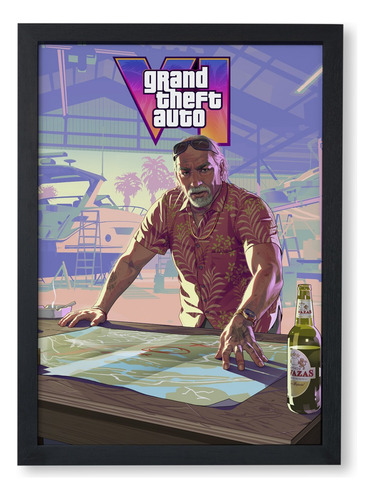 Quadro Gta 6 Brian Heder Pôster C/ Moldura A3