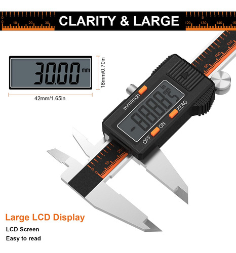 Calibre Digital Hardell 6 Pulgadas Micrómetro Pantalla Lcd