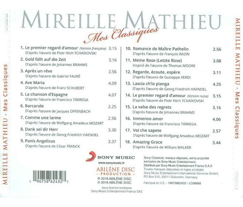 Mireille Mathieu Cd Mes Classiques Francia 2019 Caja Cerrada