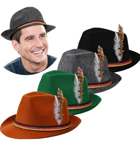 Berlune 4 Piezas Sombreros Ktoberfest Sombreros Alpinos Alem