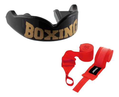 Imagen 1 de 4 de Protector Bucal Boxing Boxeo Mma Vendas 3,5mts Combo