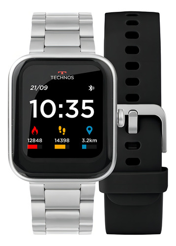 Smartwatch Technos Connect Max Prata - Tmaxam/8k Bisel Preto