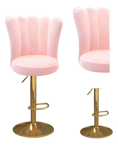 Silla Banco Dorado Spa Lashistas Pestañas Ergonomico Pandora Rosa Fijo Redonda