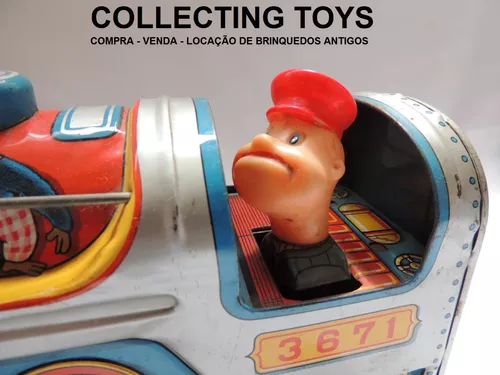 Carretel brinquedos trem brinquedo de lata Bump And Go Matsudaya Texas-Ohio  estilo vintage