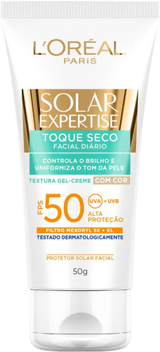 Protetor Solar Facial L'oréal Toque Seco Com Cor Fps 50