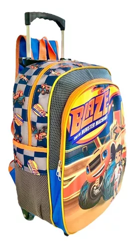 Kit Mochila Infantil Blaze Monster Machine Carro Rodinhas G