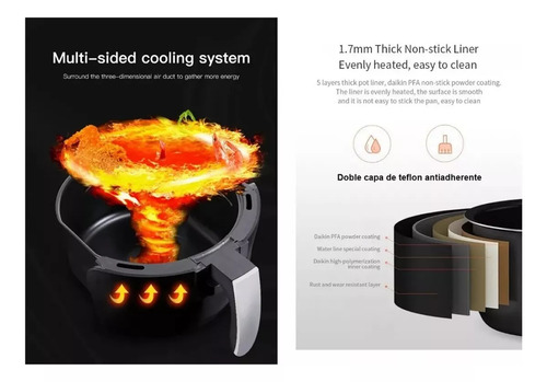 Imagen 5 de 7 de Freidora sin aceite Multilaser Home CE02 de 4L color negro 220V