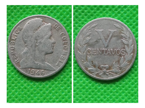 Moneda 5 Centavos Colombia 1946.