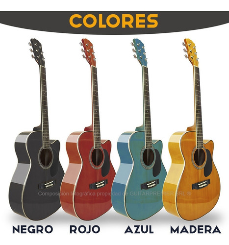 Imagen 3 de 10 de Guitarra Acustica Premium Amplificador Cable Pua Funda Combo