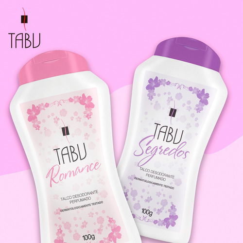 3x Talco Tabu Perfumado 100g Fragrâncias Deixa Pele Cheirosa