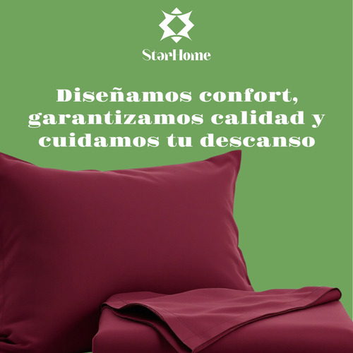 Set Juego Sábanas Queen Microfibra 1800 Hilos Suave C/bolsa Bordó Liso
