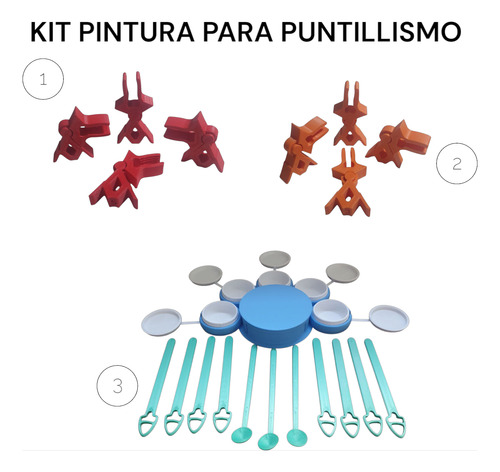 Kit Puntillismo - Contenedores+batidores+cucharitas+prensas
