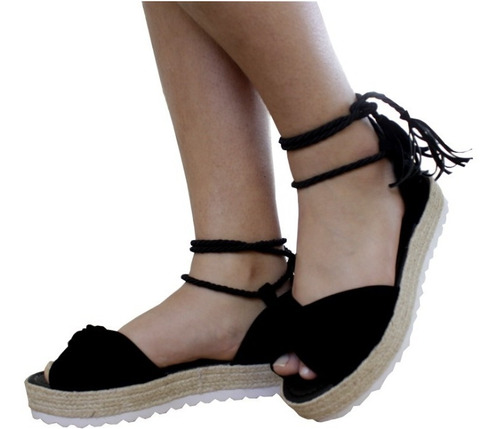 sandalia avarca flatform feminina corda anabela amarrar moda