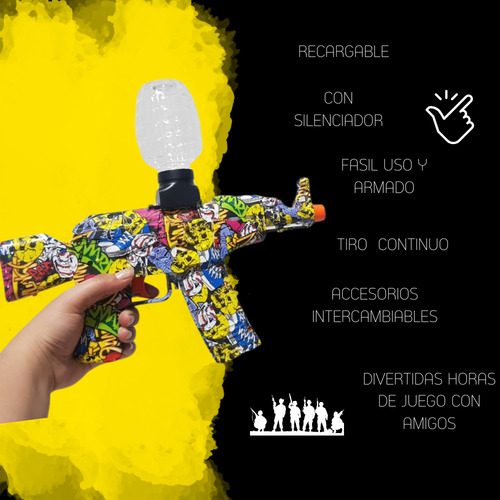 Rifle De Juguete Balas De Hidrogel Tiro Continuo Recargable