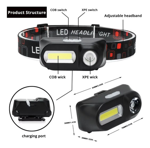 . Linterna Frontal De Pesca Con 6 Modos De Iluminación: Luz
