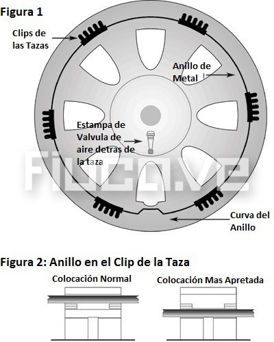 Tazas Tapas Copas Rin 13 + Seguro Universal Negra Gris Juego