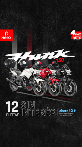 Imagen 2 de 17 de Hero Hunk 150 Hero Ciclofox Con Baul