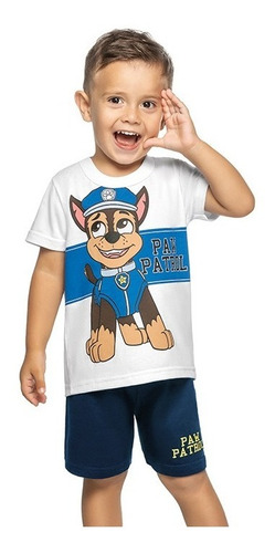 Conjunto Infantil Menino Short Camiseta Patrulha Canina 1ao9