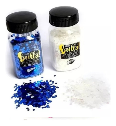 Brillantina Con Formas Brilla Sifap Pote Color X 25g Color Blanco - Azul