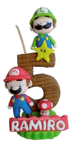 Vela Mario Bros Y Luigi En Porcelana Fria