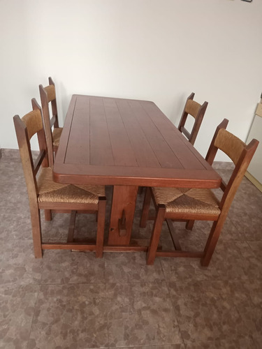 Juego De Comedor De Algarrobo Mesa De 1.60 Mts Con 6 Sillas Marrón Oscuro (Usado)