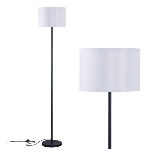 Lampara Pie Led Diseño Simple Moderna Pantalla Blanca Poste