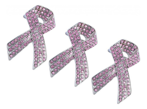 3x Diamante Pink Ribbon Charity Collar Femenino Ramillete