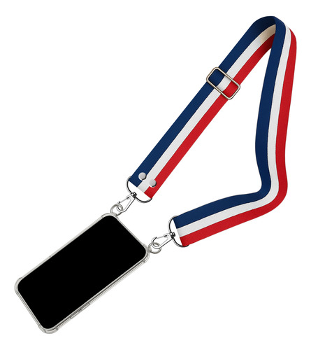 Para Todos Los Iphone 13 Correa Colgante + Funda Reforzada Azul Blanco Rojo Iphone 13 Pro