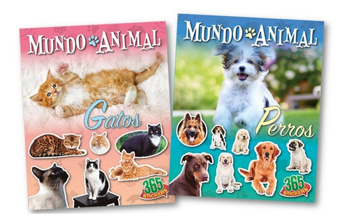 ** 2 Libros Mundo Animal Perros Y Gatos ** Con 365 Stickers