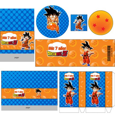 Kit Imprimible Cumpleaños,candy Dragon Ball Z Personalizable