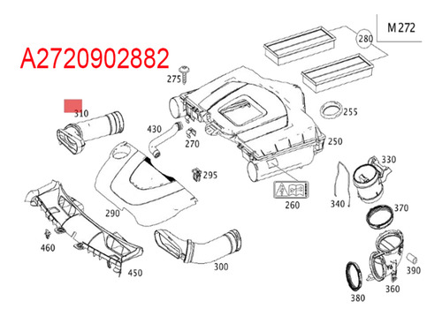 Manguera De Entrada De Aire A2720902982 A2720902882 Para Glk