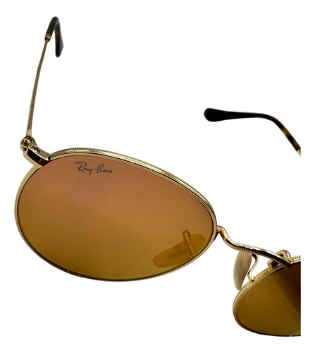 Anteojos Lentes De Sol Ray Ban Round Metal Espejado Rosa Espejo Rosa Rosa Dorado Dorado (Usado)