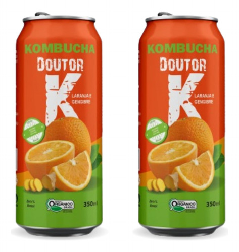 2x Kombucha Laranja E Gengibre 350ml Doutor K