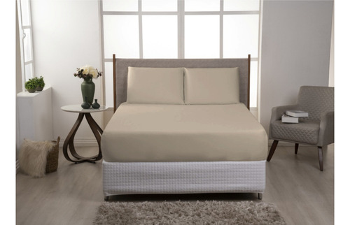 Lençol Solteiro 400 Fios Jogo 2 Peças Roupa De Cama Macio Cor Caqui-avelã Desenho Do Tecido Lisa