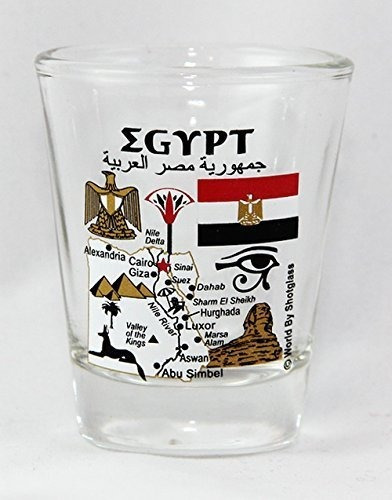 Vaso De Chupito De Collage De Monumentos E Iconos De Egipto