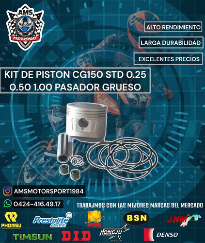 Kit De Piston Cg150 Std 0.25 0.50 1.00 Pasador Grueso 