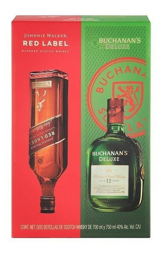 Imagen 3 de 5 de Whisky Johnnie Walker Red Label 700 Ml + 1 Buchanan's 750 Ml