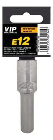 Soquete Torx Femea E12 X 1/2 Longo Crv Vip Industrial