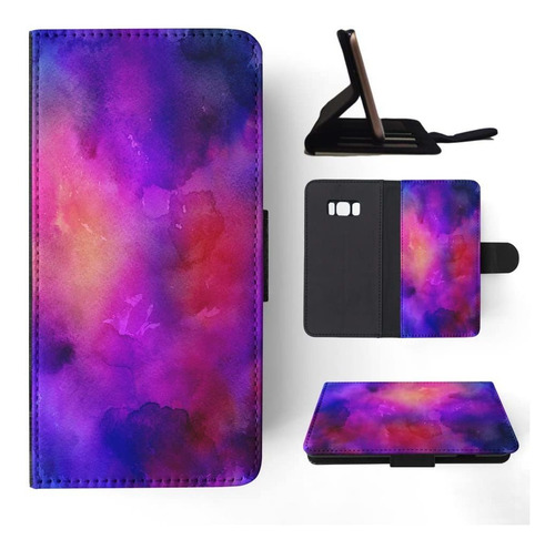 Purpura Oscuro Acuarela 60 Tapa Caja Telefono Cartera Para