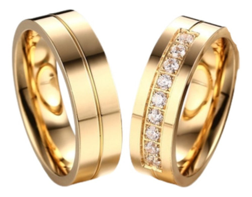 Aros Matrimonio Alianza Oro18k Cristales Joyeria Gold