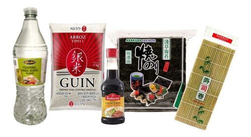 Kit Sushi Arroz Esteira Nori 50f Alga Shoyu Tempero Hachi8