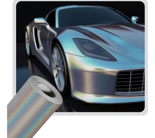 Vinil Full Wrap Para Vehículos Silver Holográfico + Pleca