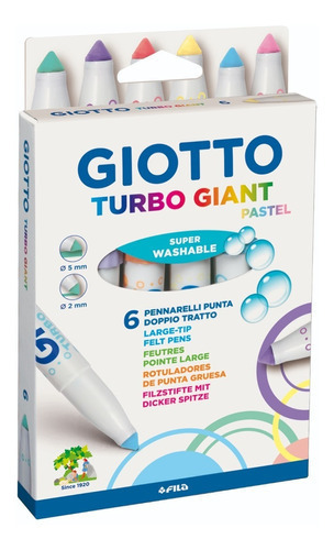 Imagen 1 de 4 de Marcador Punta Conica Giotto Turbo Giant Pastel - 6 Colores