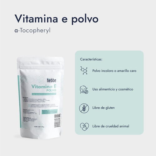 Imagen 2 de 7 de Vitamina E En Polvo (uso Cosmético) 50 G