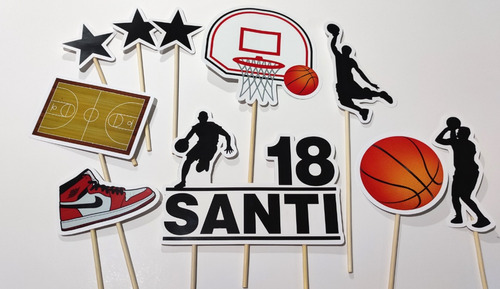 Adorno Torta Deco Cumple Basquet Personalizado Basketball