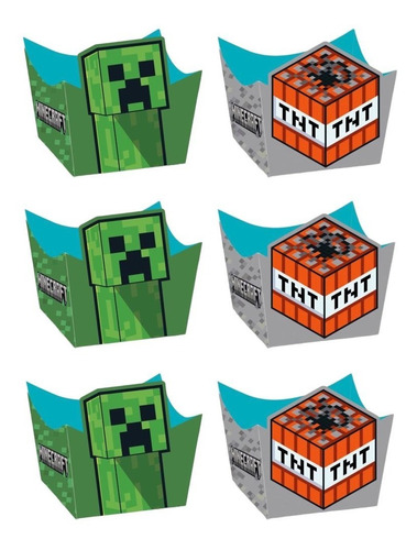 48 Unidades - Forminha De Doce Estilo Cachepot - Minecraft