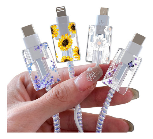 Protector De Cable Lightning Floral Para Cargador De iPhone,