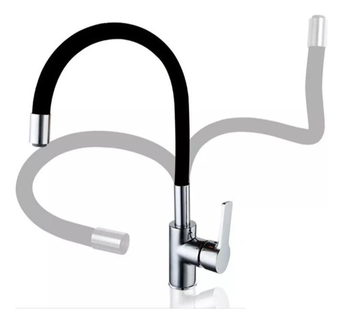 Llave Lavaplatos Monomando Cuello Flexible Negro
