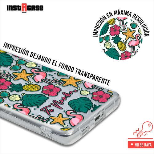 Funda Para Motorola Flamingos Tropical Con Tu Nombre