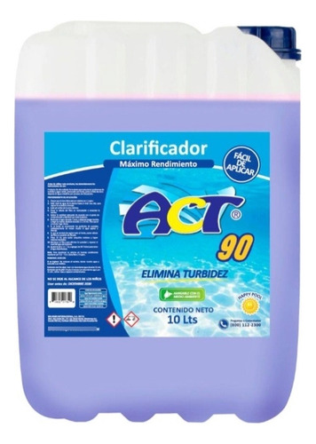 Clarificador Liquido Para Albercas Agua Turbia 10 Lts Act 90